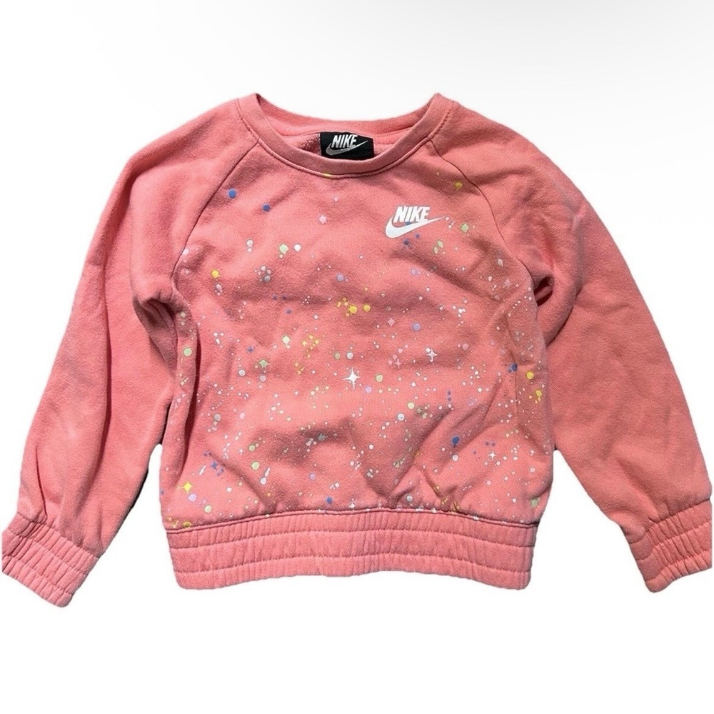 Girls Nike Pink Splatter Paint Crewneck Sweatshirt Size 5